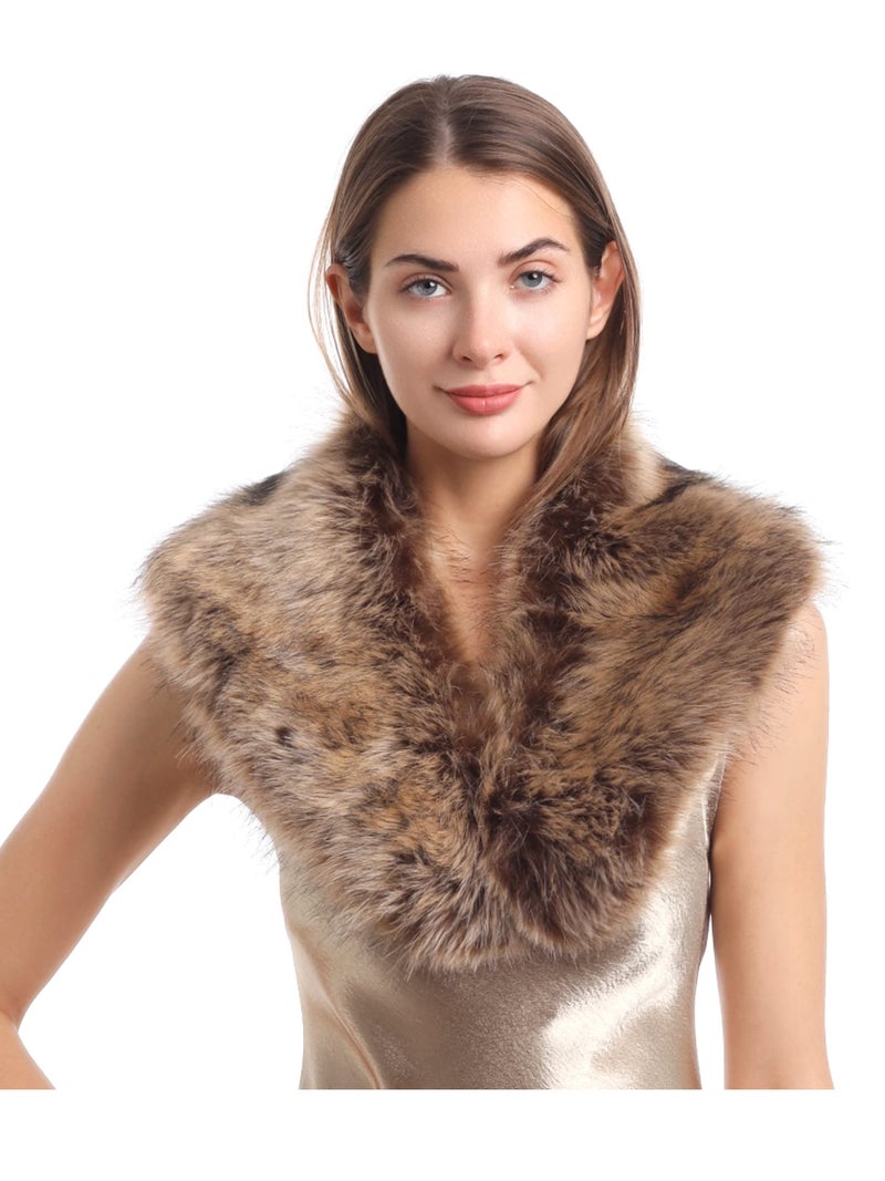 LA CARRIE Women's Faux Fur Collar Scarf Wrap Shawl Cold Winter Warmer(Raccoon) - Image 4